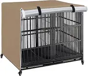 OUUTMEE Dog Crate Cover, 210D Polyester, Waterproof Dog Crate Cover with Door and Ventilated Window 61LX48WX50H Waterproof/Sun Protection/Light Blocking Beige