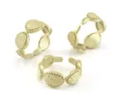 Oval Textured Ring Adjustable Raw Brass (16.5mm 6US-8US inner size) 4232