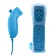 2 In 1 Remote Controller Joystick Built In Motion Plus Gamepad Replacement Compatible with Wii Wii U Games Control-Blue
