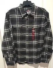 Woolrich Shirt Mens XL Gray Grid Plaid Brawny Flannel Long Sleeves Shacket NWT