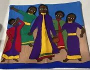 Ethiopian Jewish Hand Woven Pillow Cover/Matzoh Cover "Miriam and the Dancers"