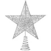 Christmas Tree Toppers Xmas Glitter Silver Hollow Star Treetop Topper for Chr...