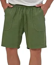 [HanzhuoLG] Men's Solid Color Casual Sports Shorts Summer Lightweight Breathable Running Fitness Shorts Army Green Medium