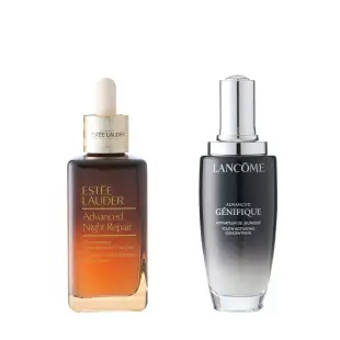 ESTEE LAUDER雅詩蘭黛特潤超導全方位修護露100ml+LANCOME蘭蔻超未來肌因賦活露100ml 國際航空版 小棕瓶+小黑瓶