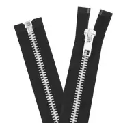 6 Inch Metal Heavy Duty Zippers - #10 Black Tape Silver Metal Separating Zipp...