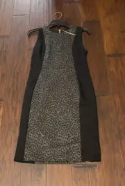 Pure Amici Cheetah Ponte W/Black Panels Dress Sz. XS NEW P42P MSRP $348