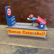 Human Cannonball Cast Iron Money Bank Decorative 500072