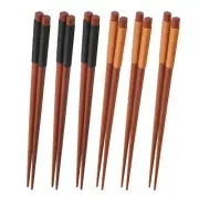 6 Pairs Wood Chopsticks, Reusable Chinese Korean Japanese Chop Sticks8358