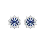 Silver 12mm Blue Cluster Studs in Blue