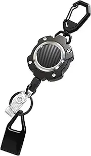 LIUGX Lighter Leash, 10,000+ Rebound, Retractable Keychain, Heavy Duty Key Chain Lighter Holder, Silver