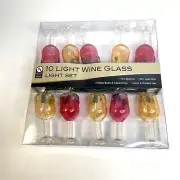 Kurt Adler Christmas String Light 10 Wine Glass Set Xmas Tree Bar Patio Camper
