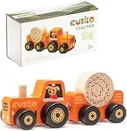 Traktor mit Heuballen, 3 Teile: Hochwertiger, bunter Traktor mit Heuballen. Inhalt: Traktor, Anhänger, Heuballen. Traktor & Anhänger sind mit Magnet koppelbar