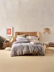 [Linen House] Galicia Quilt Cover Set, Blue/Sand, Double Bed