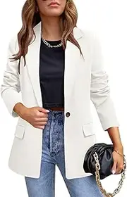 [CRAZY GRID] Womens Casual Blazer Jacket Pockets Long Sleeve Open Front Work Office Blazer Lapel Button Jacket
