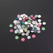 100 Pcs Flat Back Cameo Beads Round Glass Patch Druzy Resin Cabochons