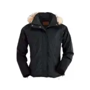 New Women's Outback Trading Company BLACK MICROSUEDE JACKET Faux fur Size M L XL