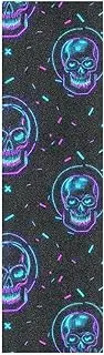 Amooorous Neon Fluorescent Skull Grip Tape for Skateboards Waterproof Scooter Grip Tape Grippy Cruiser Griptape 33×9 Inch