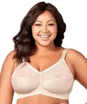 Elila Swiss Embroidered Soft Cup Wire-Free Bra - Nude (Size 14H)