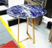 15" Round Sodalite Stone Sofa Side End Table Top Custom Coffee Table Cafe Decors