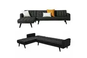 Foret 5 Seater Sofa Bed Modular Corner Lounge Recliner Couch Chaise Fabric Black