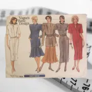 Vogues Basic Design 1924 Size 14 16 18 Dress Jacket Skirt Vintage 1987