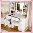 Large Dressing Table Set with LED Dimmable Mirror &Stool , Vanity Desk Set, NEW
