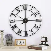 Large Wall Clocks for Home Decor Silent Non Ticking Decorative Metal Wall Clock Round Rustic Clock Battery Operated with Roman Numerals Clock for Living Room K