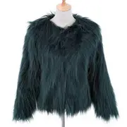 Women's Faux Fur Warm Coat Luxurious Faux Fur Coat Shaggy Cardigan For Spring Fall Daily Wear Green