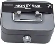 Metal Cash Box With 2 Keys, Money Bank Safe Lock Box, Money Cash Box Sturdy Metal Coin Bank For Coin Collection Kids Adults, 11.5 × 8.5 × 5.8 CM