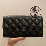 【の悅悅精品】 CHANEL(香奈兒) CF系列 黑色銀扣 魚子醬牛皮三折長夾 錢包 手拿包