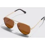 Mens Brown Aviator Matte Sunglasses