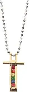 [LIFKOME] Rainbow Pendant Necklace Pride Cross Necklace Titanium Steel Cross Ornament Lightweight Decorative