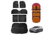 3D Floor Mats Boot Liner Set for Kia Cerato Hatch 2018-2024 All Weather Heavy Duty Cargo Kick Mats Back Seat Protector Cover