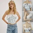 NEW Free People For Love & Lemons Evelyn White Floral-Print Corset Top NWT L