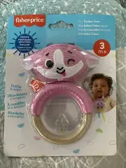 Fisher Price Knit Teether Bear In Pink NIP (baby4)