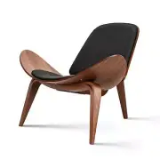 NNEOBA Mid-Century Modern Nordic Design Shell Chair in Black Walnut