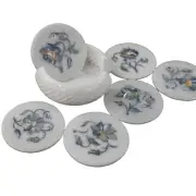 Blue MOP Coaster Set / 4.5 Inches Tea Coaster Set / Marble Drink Coaster Set