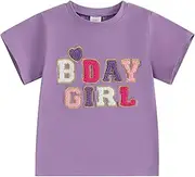 [Kayotuas] Birthday Girl Shirt Kids 6T 7T Toddler 1st 2nd 3rd 4th 5th Birthday Embroidery T-Shirt Tops Cute Cake Smash Clothes