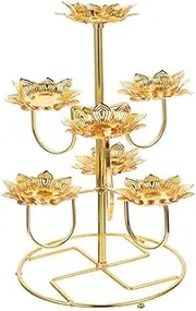 Flower Candle Holder Ghee Lamp Butter Lamp Holder 7-Branch Flower Tealight Candle Holders Vintage Candle Stand Tibetan Brass Oil Lamps Buddhist Altar Supplies for Temples Home/1391