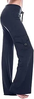[Generic] Womens High Waisted Cargo Pants Wide Leg Straight Baggy Bootcut Pants Lightweight Hiking Trousers with Pockets
