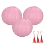 3 Pcs Pink Round Paper Lanterns 14 Inch Paper Lantern Party Decorations