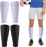 2 Pairs Soccer Shin Guard Socks, Breathable Soccer Shin Guard Sleeves with Pocke