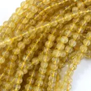 6mm natural gold rutilated quartz round beads 15" strand