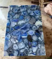 Custom Made Blue Agate Dining Table Centerpiece Luxury Kitchen Slab Furniture