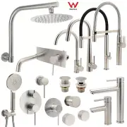 Brushed Nickel Round Basin Mixer Pull Out Kitchen Sink Tap Bathroom Shower Head