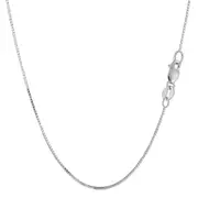 14k White Solid Gold Mirror Box Chain Necklace, 0.7mm