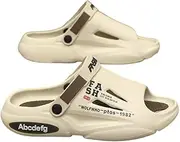 [Hhhchpm] Men's Alphabet Print EVA Slides, Non Slip Quick-drying Open Toe Slippers For Indoor Walking And Bathroom Shower, Men's Beach Slides