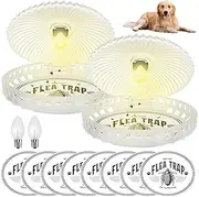 AVCXEC Flea Trap, Pack of 2 Flea Traps for Home, Flea Light Trap for Fleas, Flies, Mosquitoes, Bed Bugs, Flea Lamp Trap with 8 Catching Stickers, Non-Toxic, Odourless, for Kitchen, Bedroom, Living