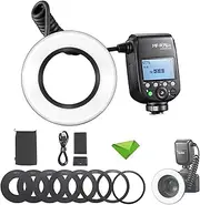 Godox MF-R76C TTL Macro Ring Flash for Canon Cameras, 76Ws HSS 2.4G Wireless GN14 CCT 5900K 550 Full-Power Flashes, 0.1-1s Recycle Time Dual-Flash Tubes Speedlight