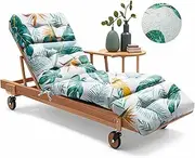Sun Lounger Cushion Only Replacement Waterproof 189x58x12 cm Thicken Garden Sunlounger Cushions with Non-Slip Seat Pads for Indoor Outdoor Patio Reclining Chair, Yellow-Green Leaves 2#